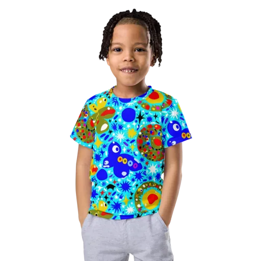 Cosmic Critter Bloom on a Kids Crew Neck T-Shirt