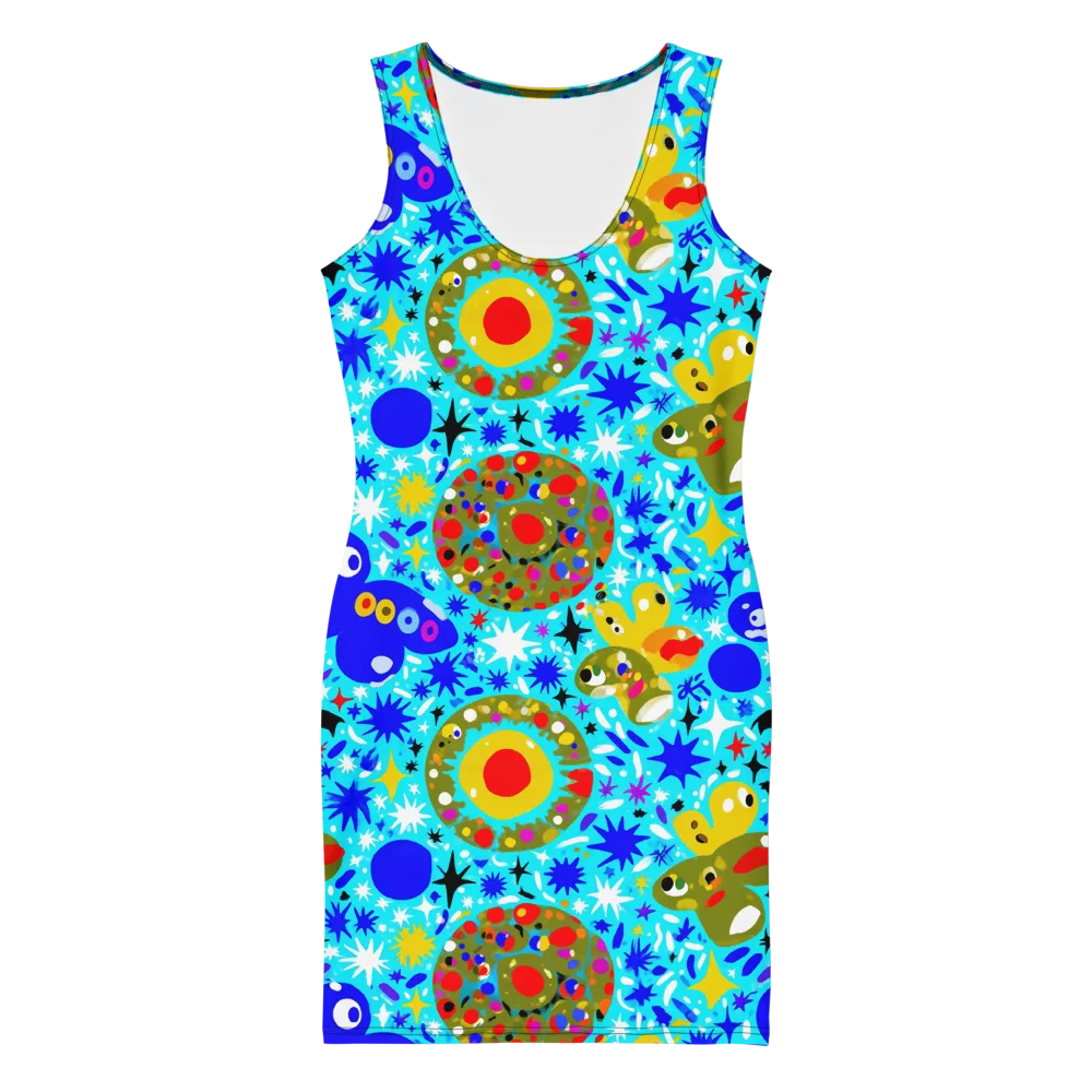 Cosmic Critter Bloom on Bodycon Dress — Front