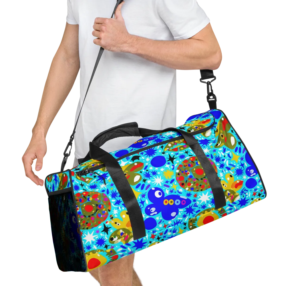 Cosmic Critter Bloom on Duffle Bag — Right Front