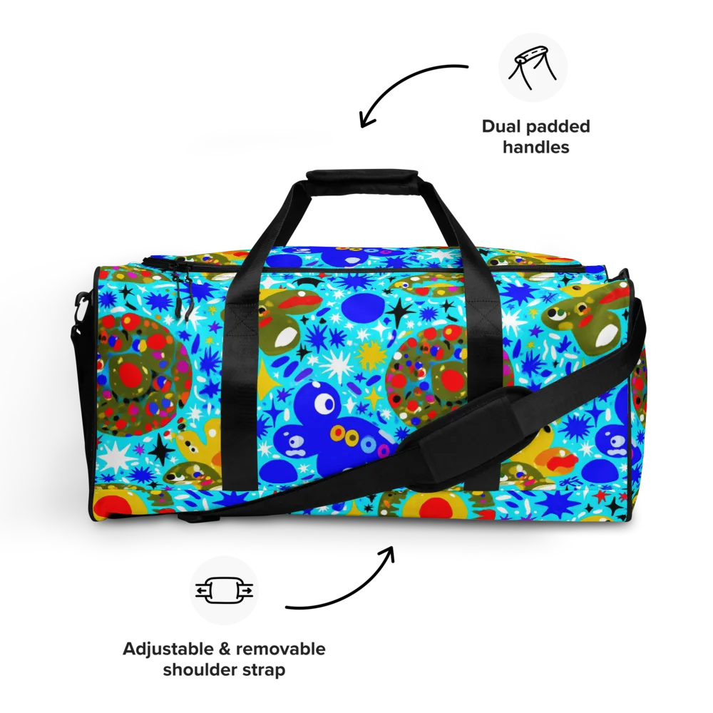 Cosmic Critter Bloom on Duffle Bag — Front