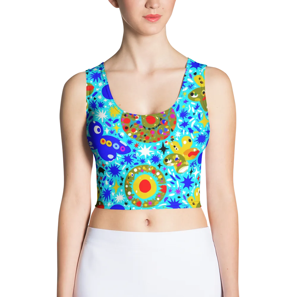 Cosmic Critter Bloom on Crop Top — Front