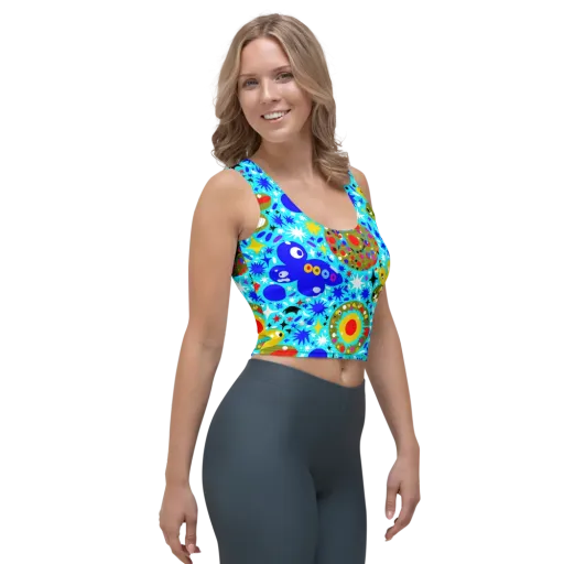 Cosmic Critter Bloom on a Crop Top