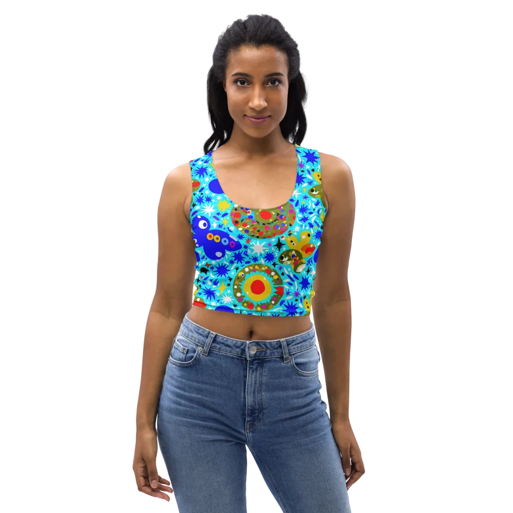 Cosmic Critter Bloom on Crop Top — Front