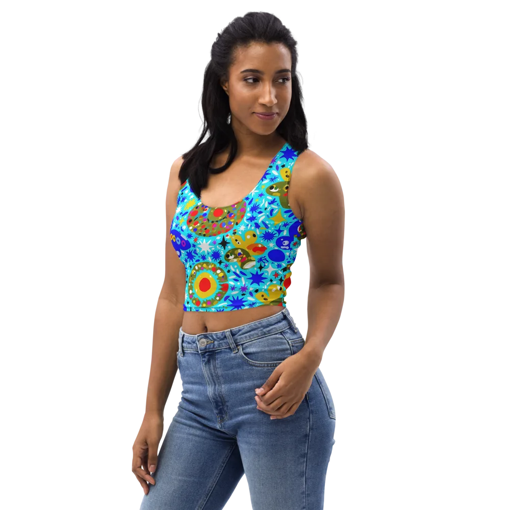 Cosmic Critter Bloom on Crop Top — Left Front
