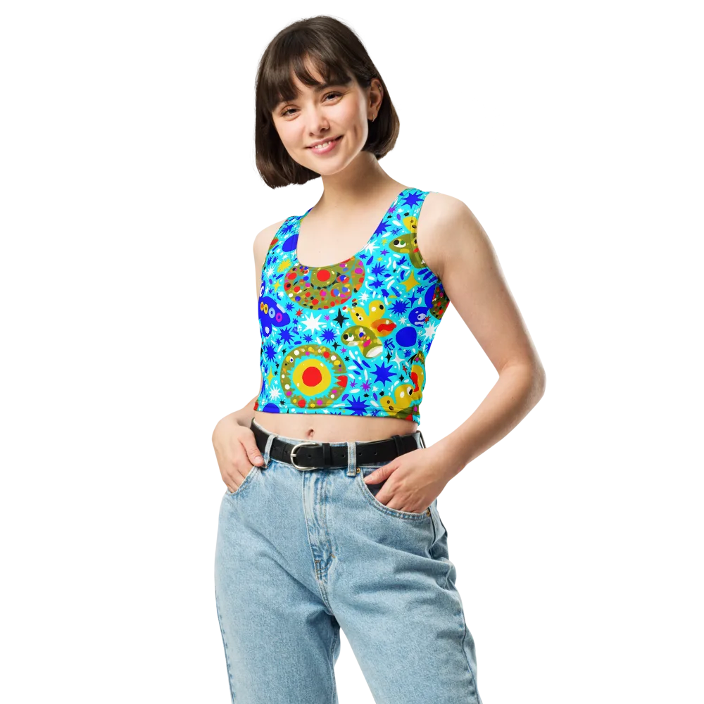 Cosmic Critter Bloom on Crop Top — Front