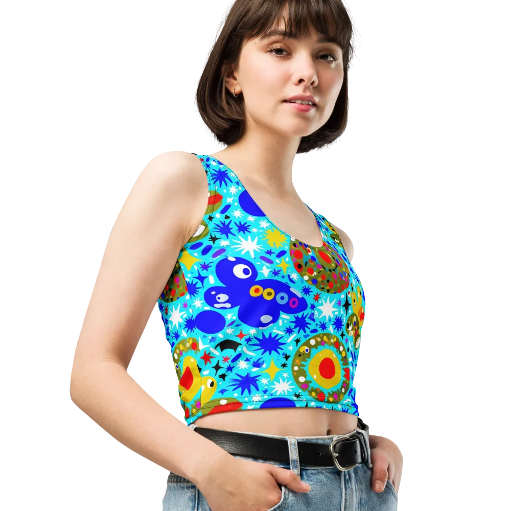 Cosmic Critter Bloom on Crop Top — Right Front