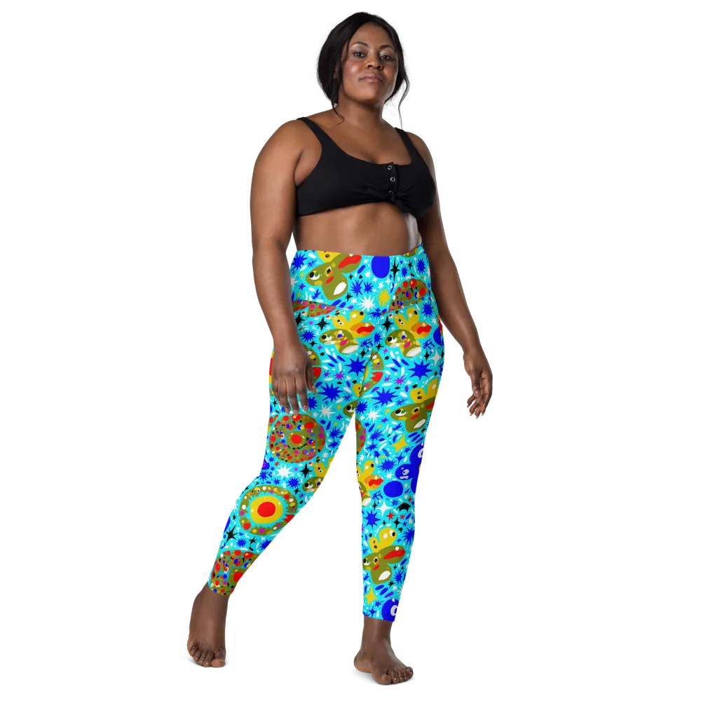 Cosmic Critter Bloom on Leggings with Pockets — Front