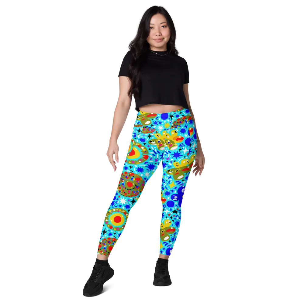Cosmic Critter Bloom on Leggings with Pockets — Front