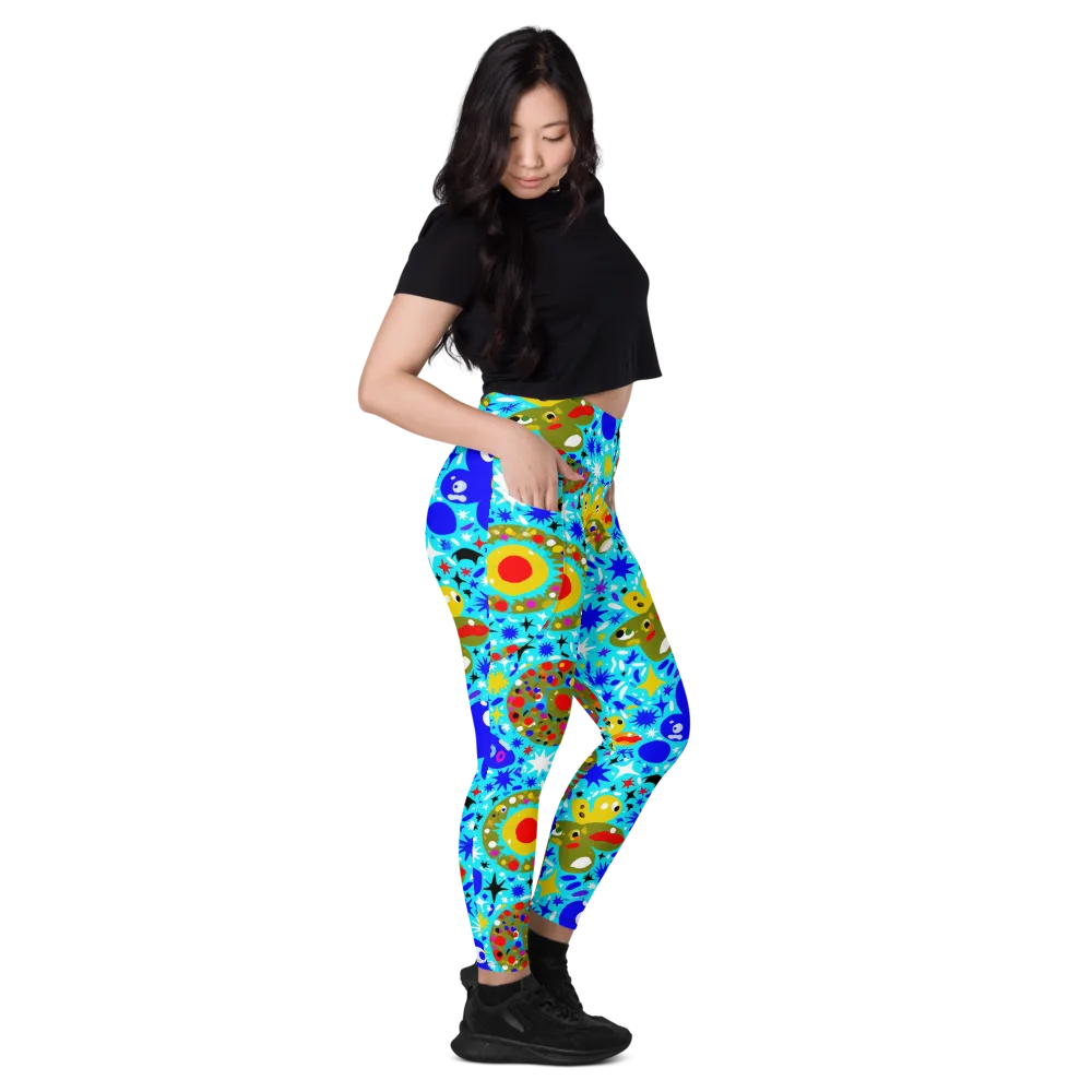 Cosmic Critter Bloom on Leggings with Pockets — Right
