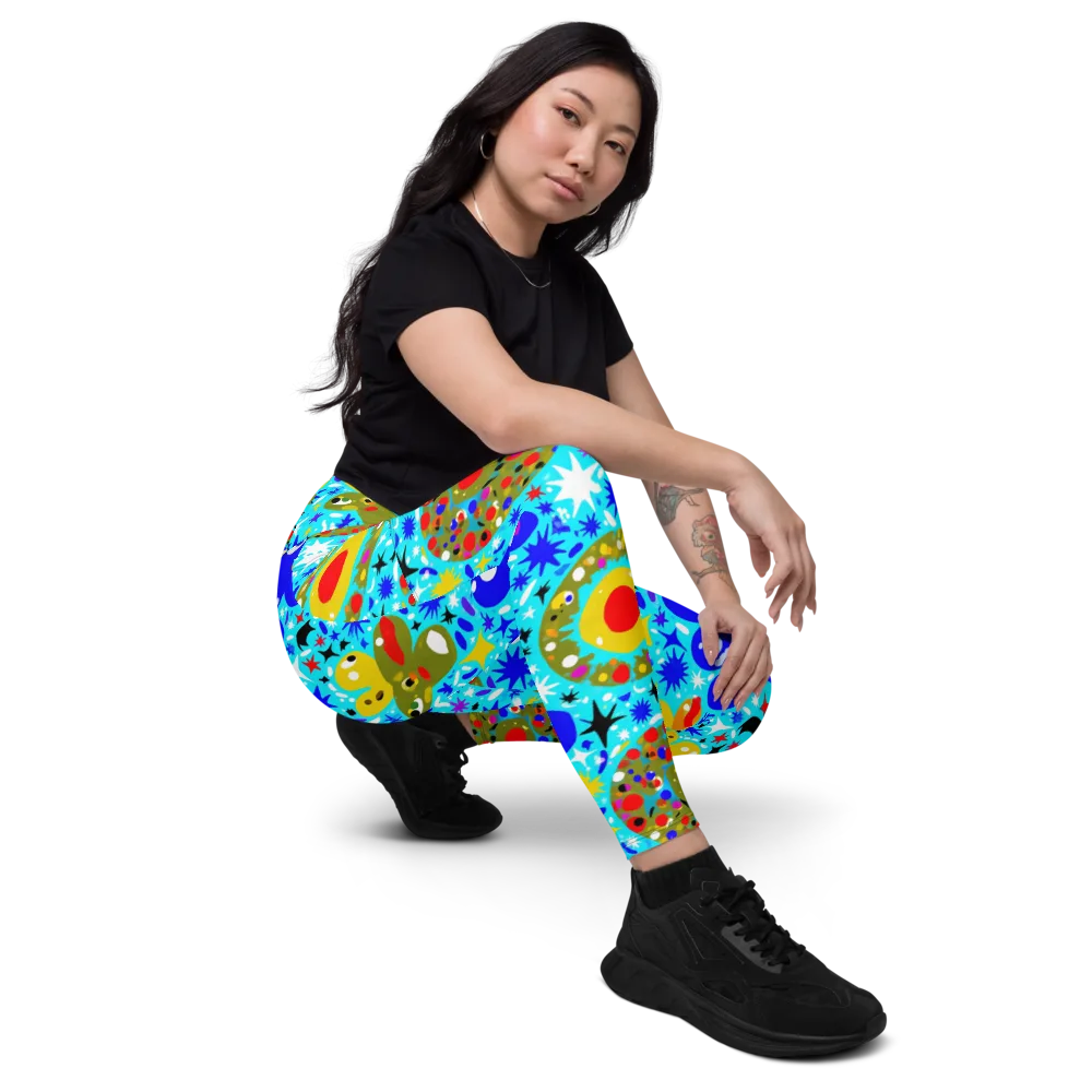 Cosmic Critter Bloom on Leggings with Pockets — Right Front