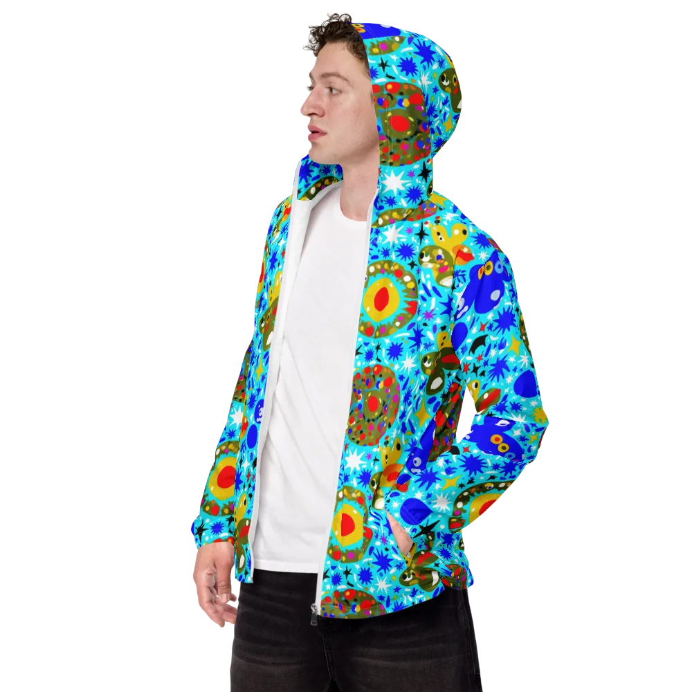 Cosmic Critter Bloom on Men's Windbreaker — Left Front