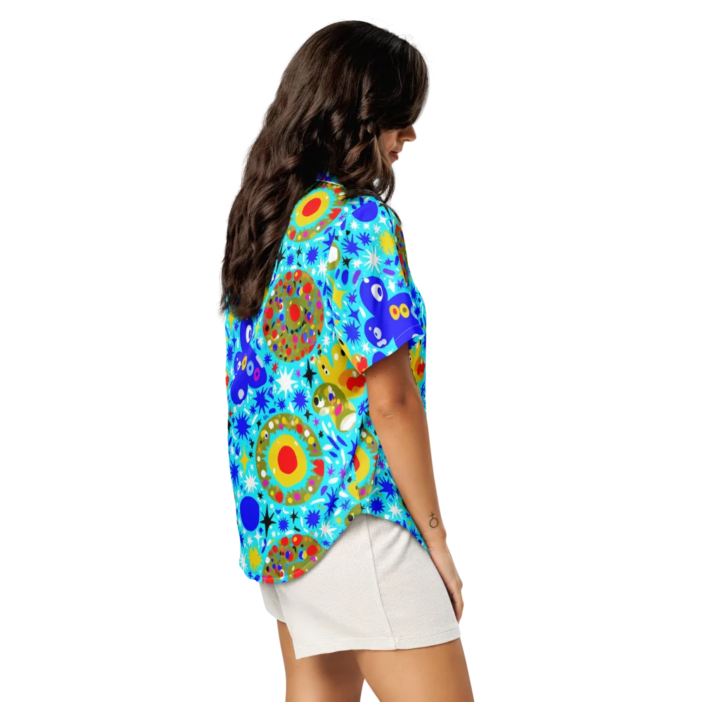 Cosmic Critter Bloom on Women's Short Sleeve Pajama Top — Right Back