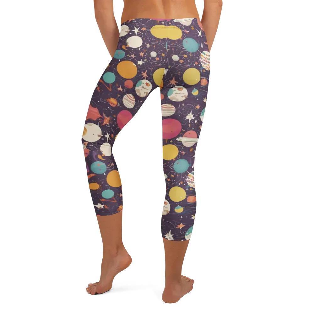 Saturn After Dark on Capri Leggings — Back