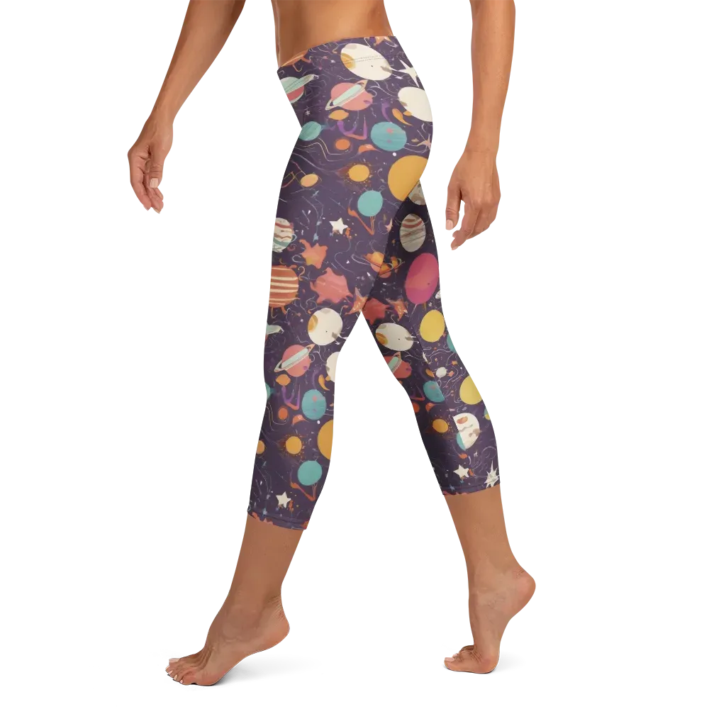 Saturn After Dark on Capri Leggings — Left