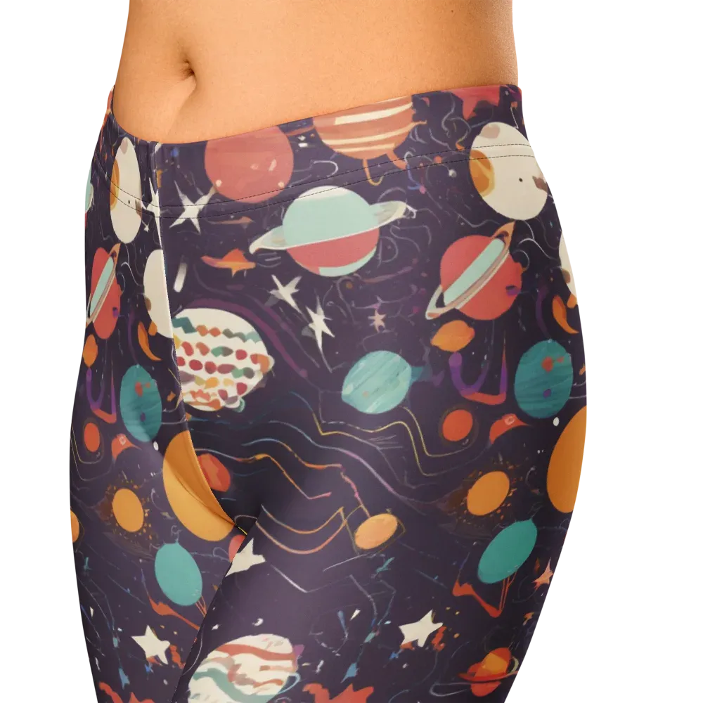 Saturn After Dark on Capri Leggings — Zoomed-in