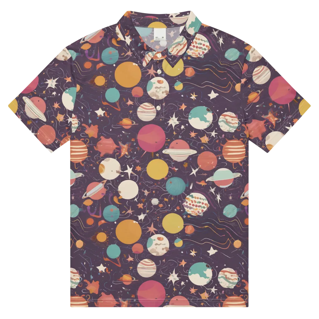 Saturn After Dark on Men's Slim Fit Polo Shirt — Front