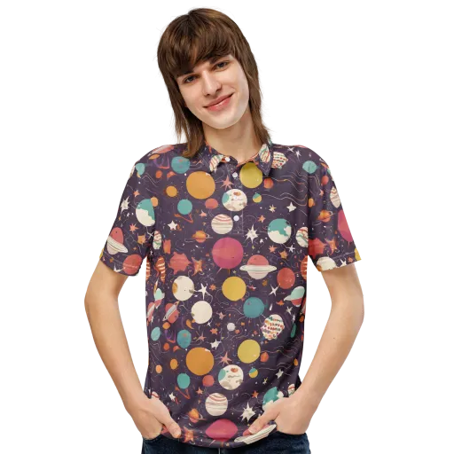 Saturn After Dark on a Men's Slim Fit Polo Shirt