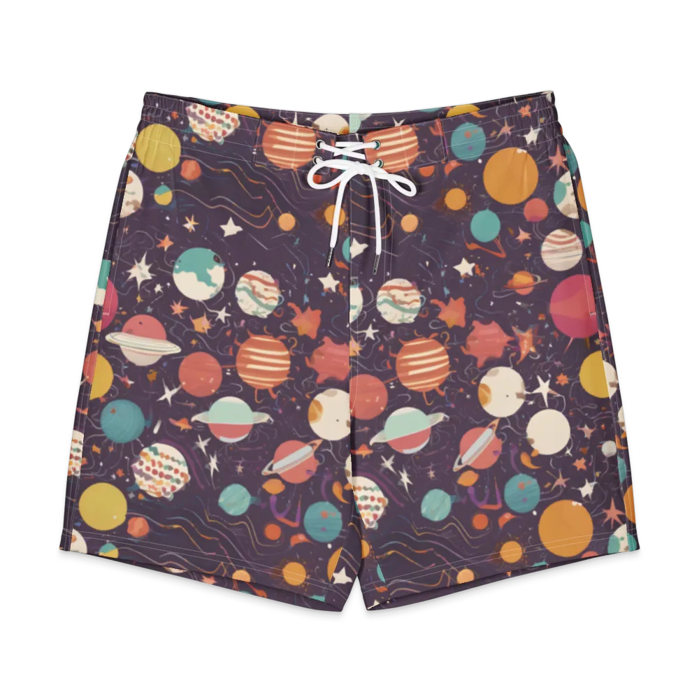 Saturn After Dark on Men's Board Shorts — Front