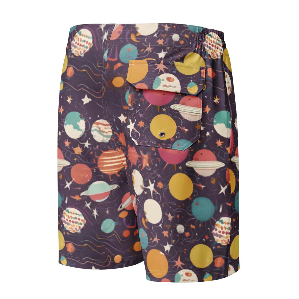 Saturn After Dark on Men's Board Shorts — Back