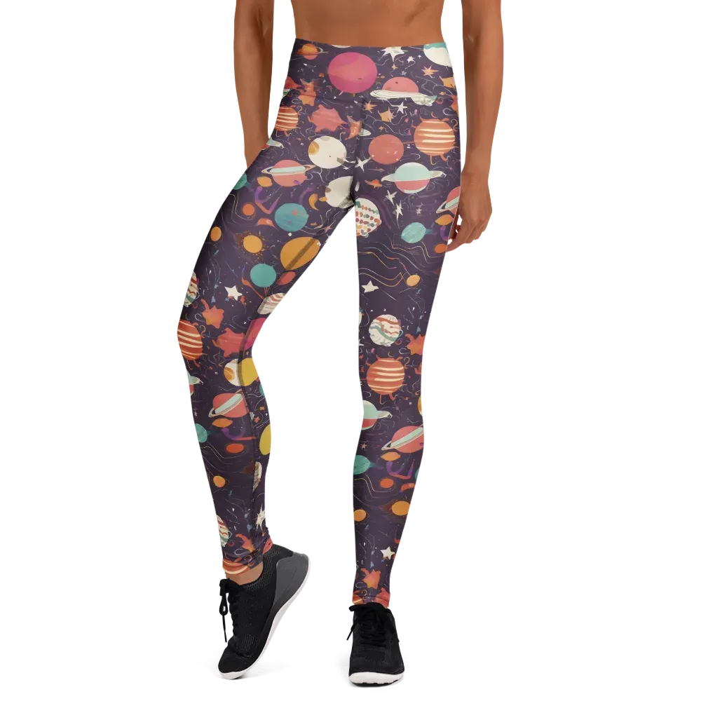 Saturn After Dark on Yoga Leggings — Front