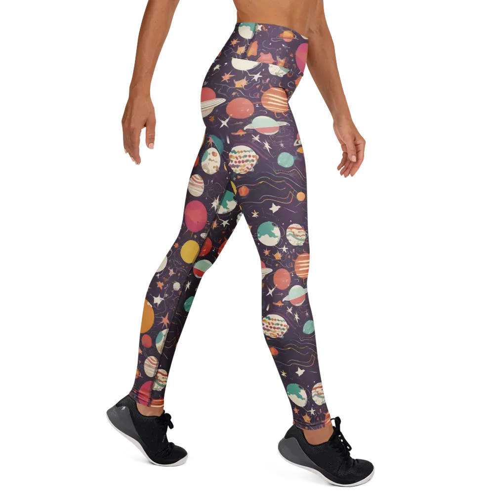 Saturn After Dark on Yoga Leggings — Right