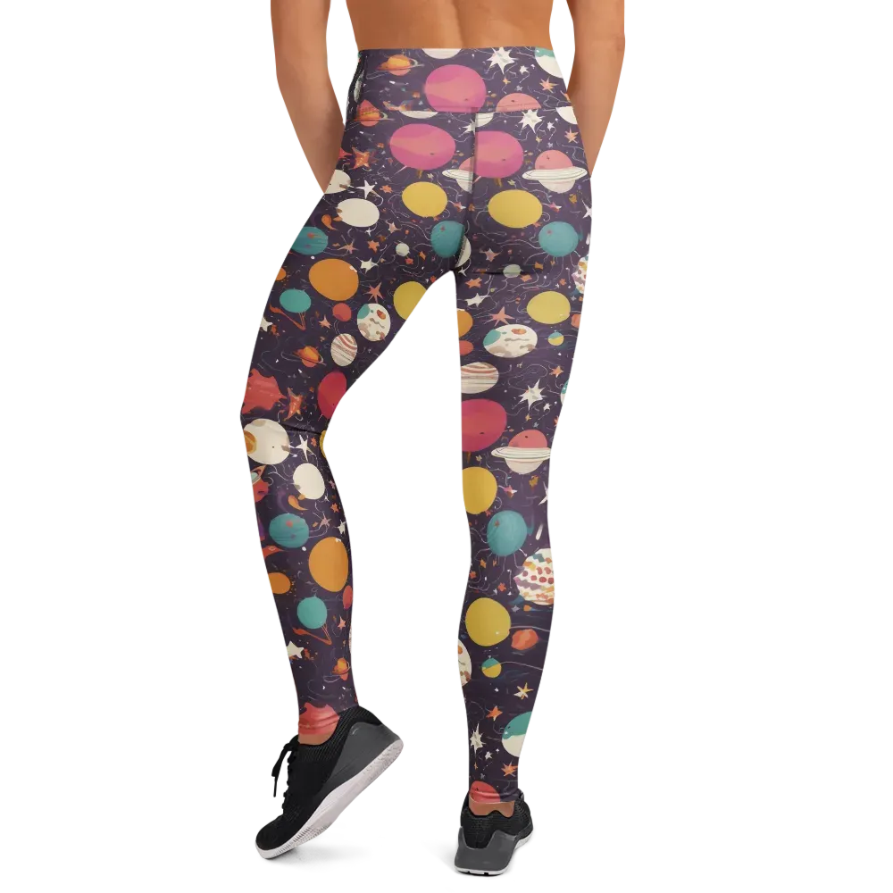 Saturn After Dark on Yoga Leggings — Back
