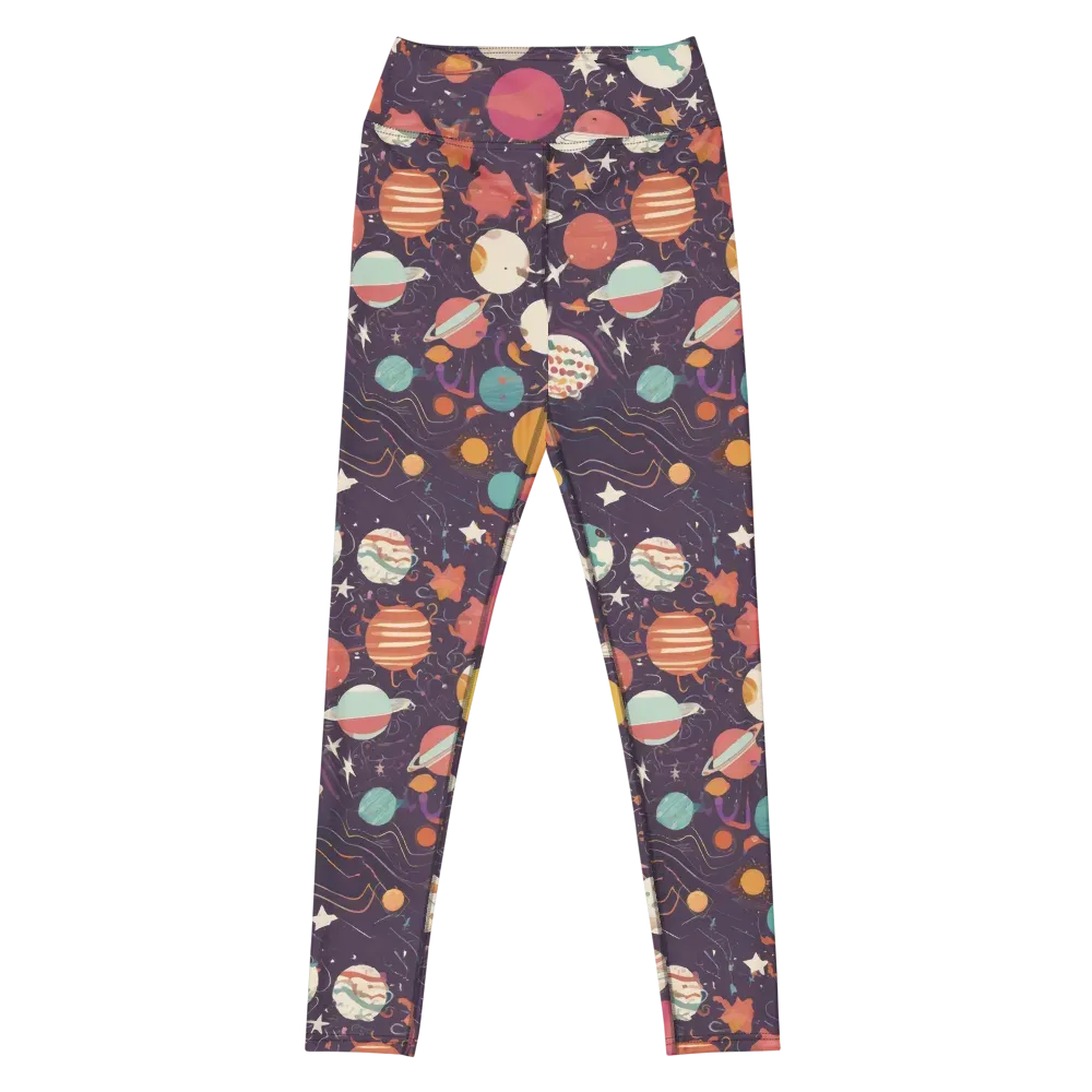 Saturn After Dark on Yoga Leggings — Front