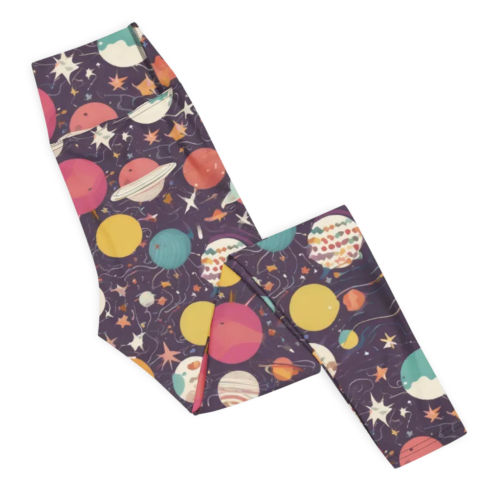 Saturn After Dark on Yoga Leggings — Right