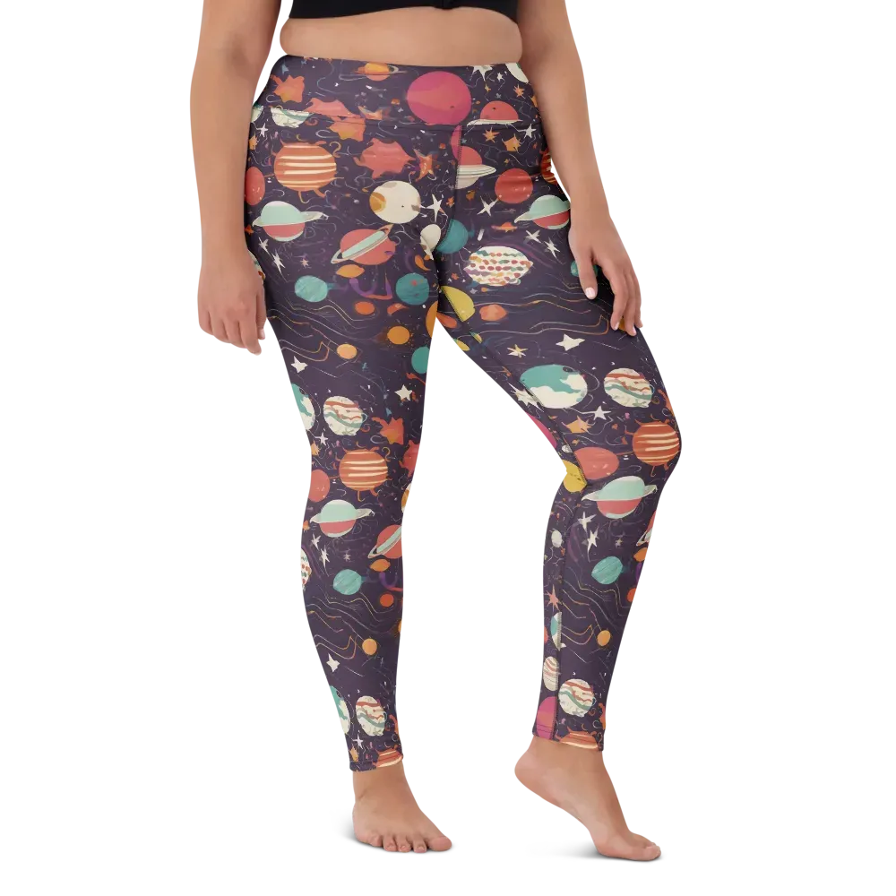 Saturn After Dark on Yoga Leggings — Front