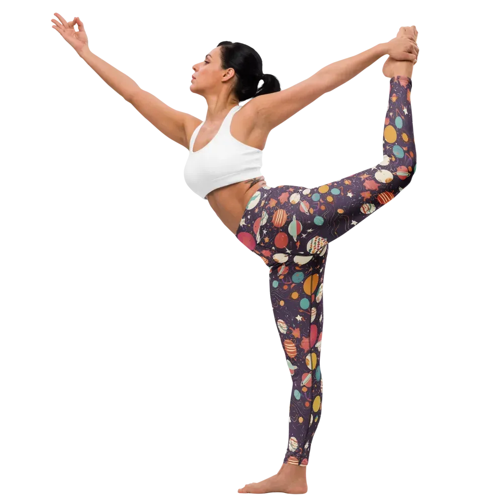 Saturn After Dark on Yoga Leggings — Left