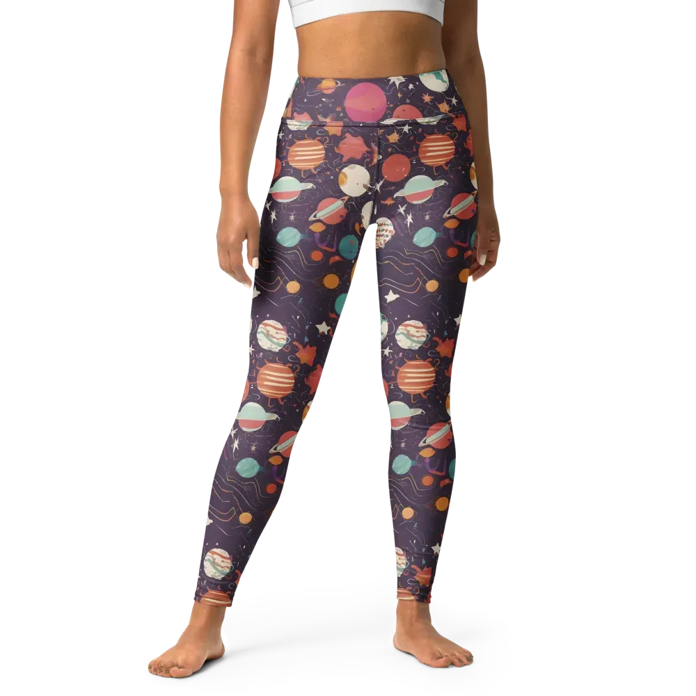 Saturn After Dark on Yoga Leggings — Front