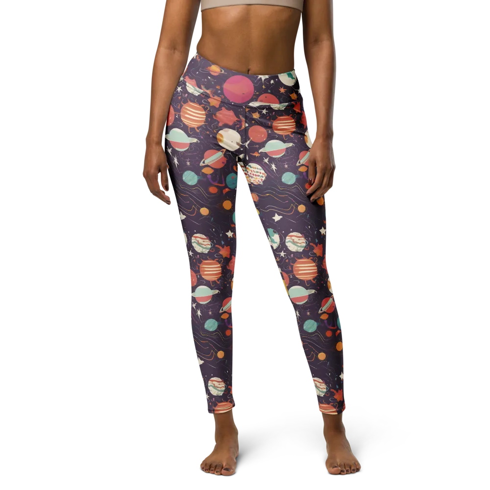 Saturn After Dark on Yoga Leggings — Front