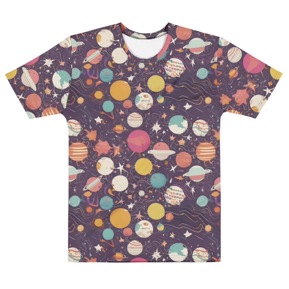 Saturn After Dark on Men's Cotton Crew Neck T-Shirt — Front