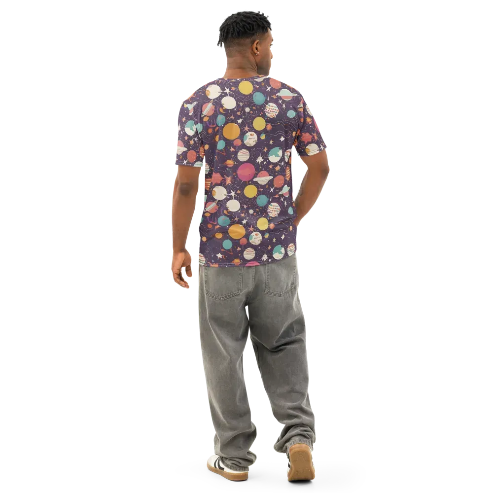 Saturn After Dark on Men's Cotton Crew Neck T-Shirt — Back
