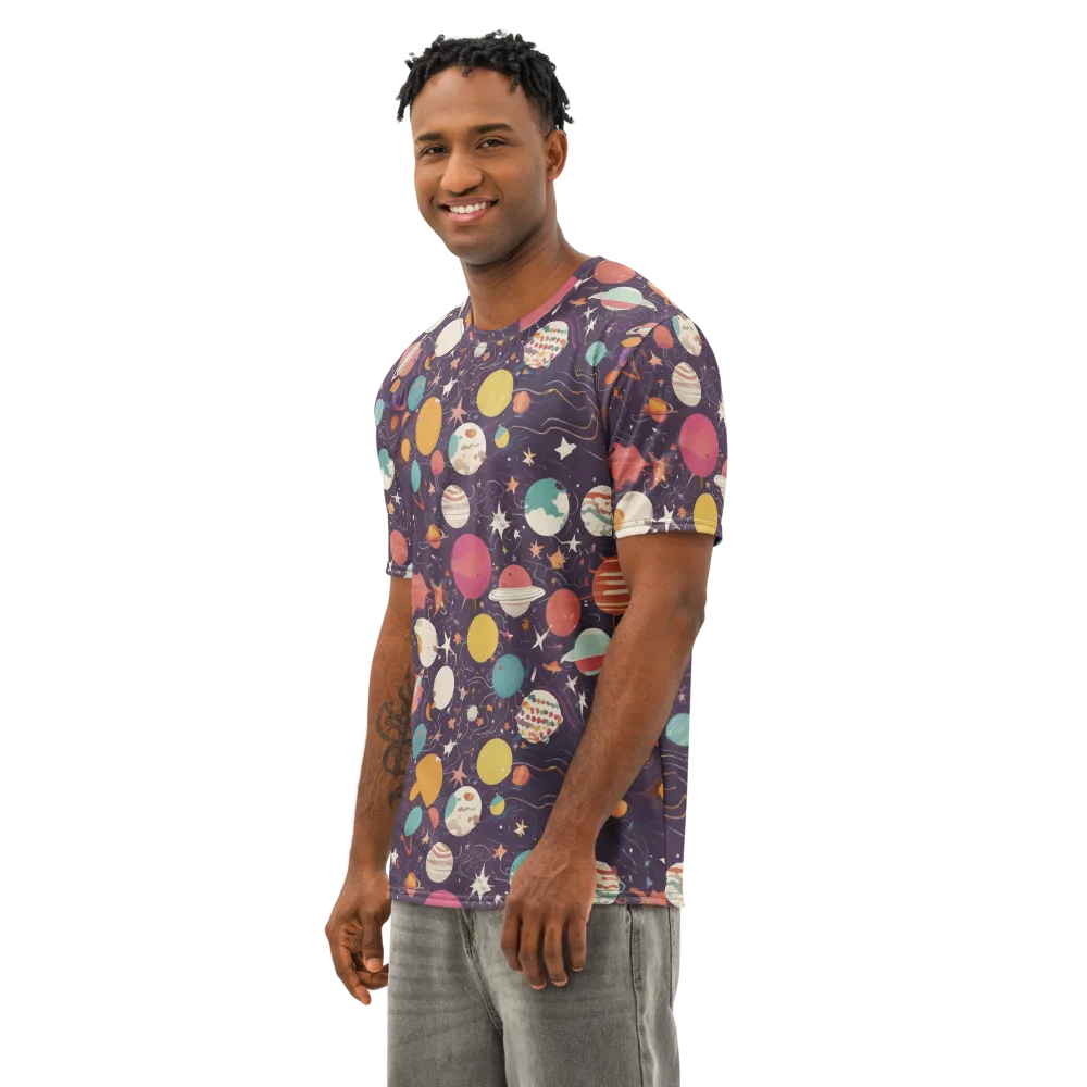 Saturn After Dark on Men's Cotton Crew Neck T-Shirt — Left Front