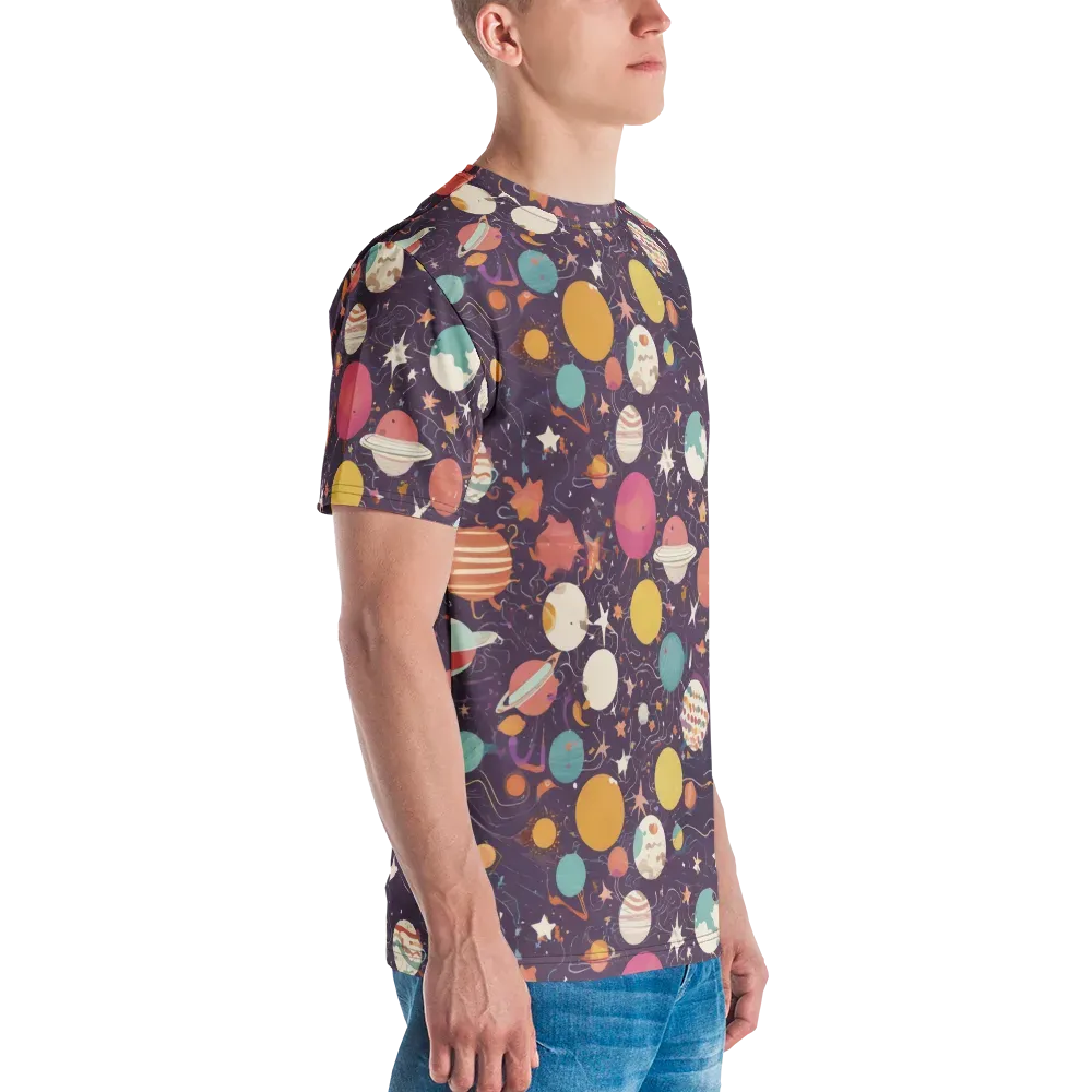 Saturn After Dark on Men's Crew Neck T-Shirt — Right