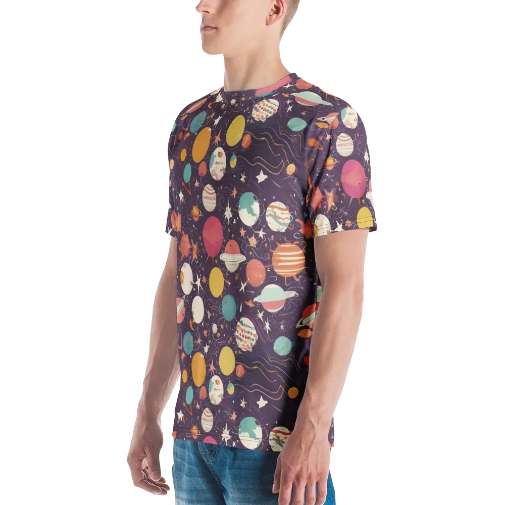 Saturn After Dark on Men's Crew Neck T-Shirt — Left