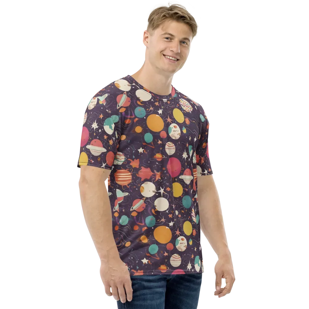 Saturn After Dark on Men's Crew Neck T-Shirt — Right