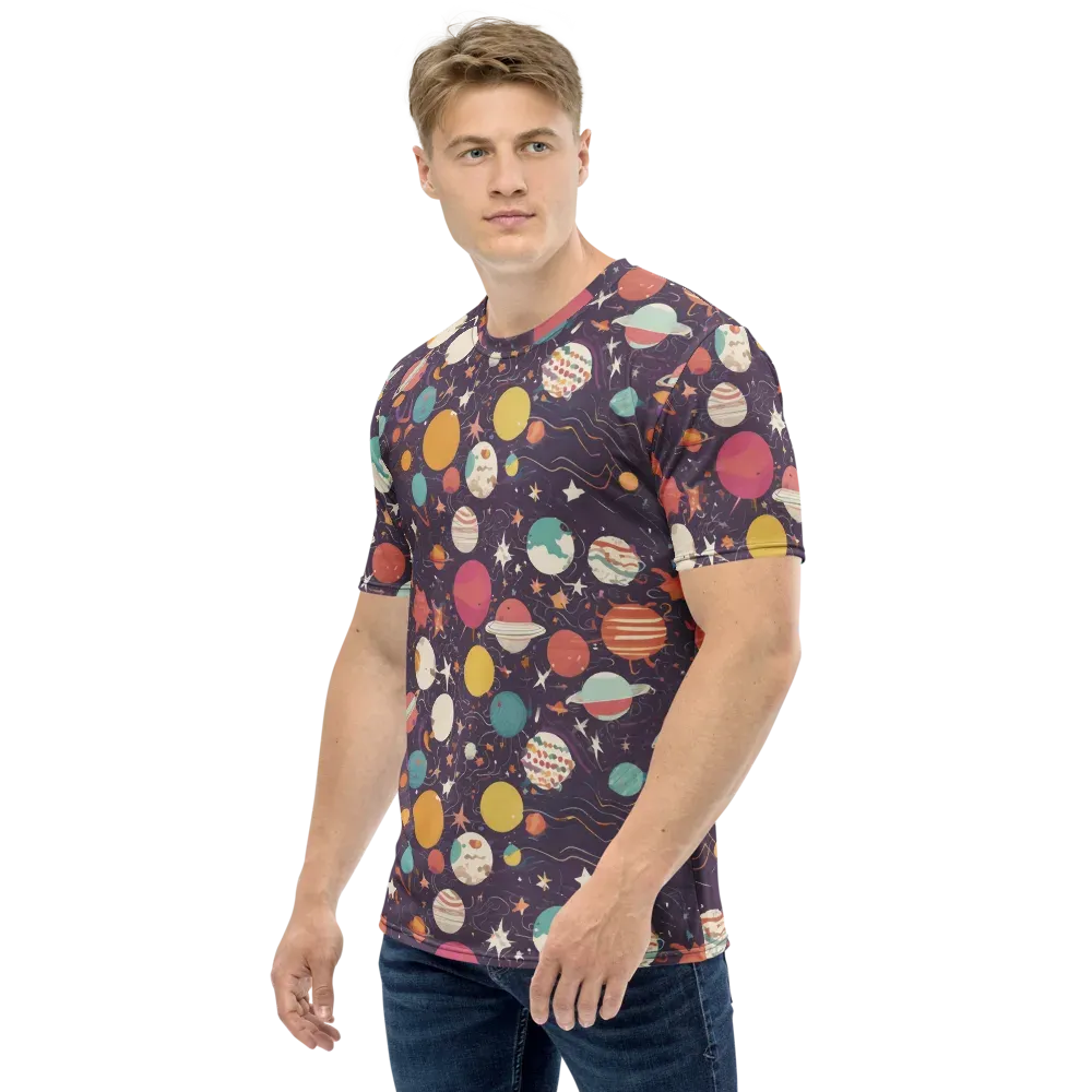Saturn After Dark on Men's Crew Neck T-Shirt — Left