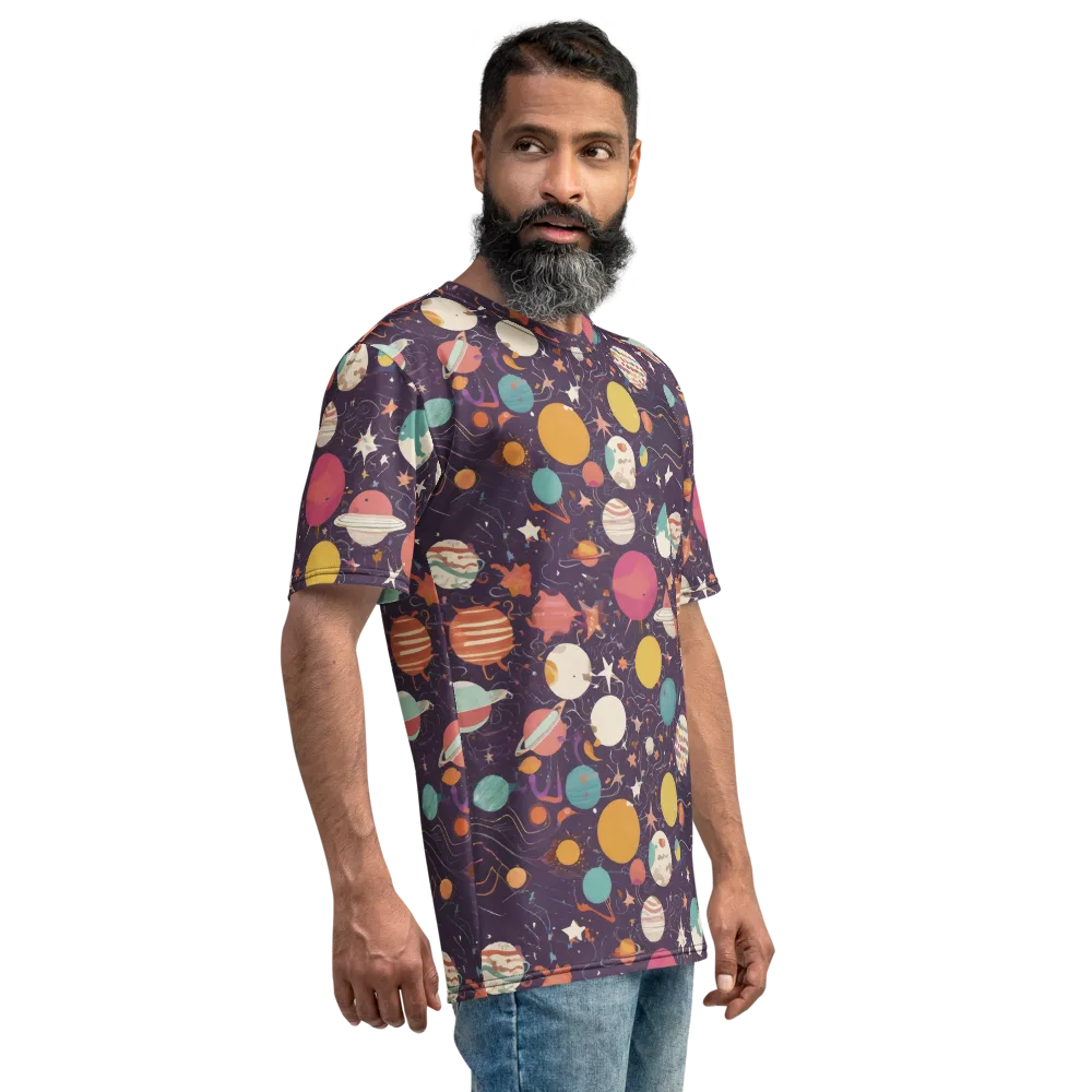 Saturn After Dark on Men's Crew Neck T-Shirt — Right