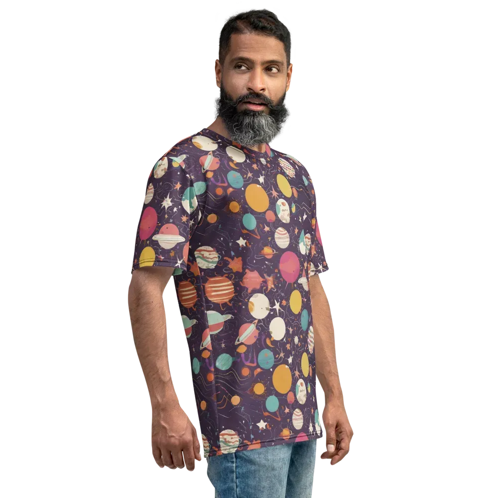Saturn After Dark on Men's Crew Neck T-Shirt — Right