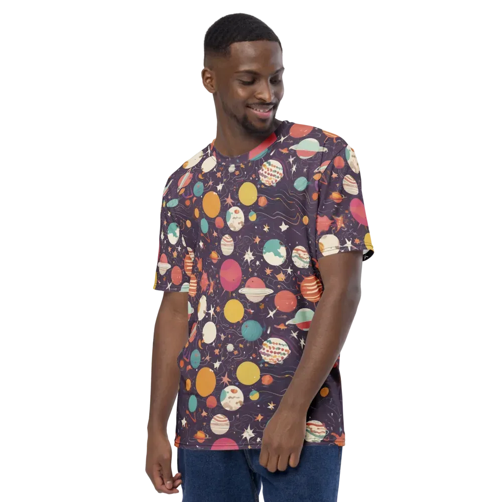 Saturn After Dark on Men's Crew Neck T-Shirt — Left