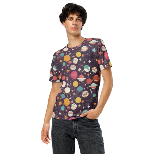 Saturn After Dark on Men's Crew Neck T-Shirt