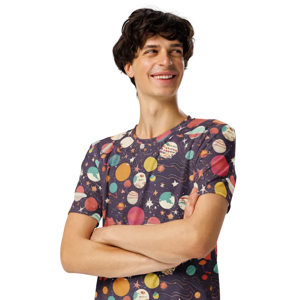 Saturn After Dark on Men's Crew Neck T-Shirt — Left Front
