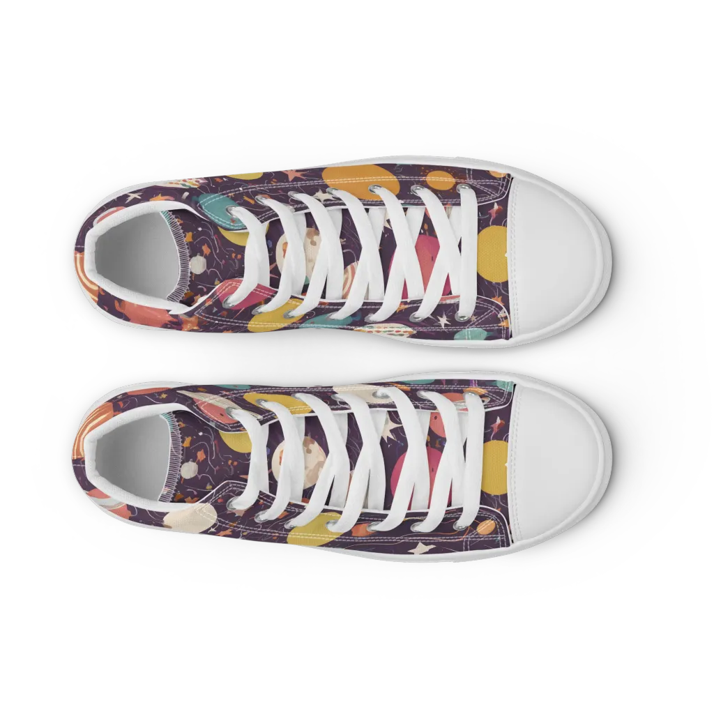 Saturn After Dark on Men's High Top Canvas Shoes — Front