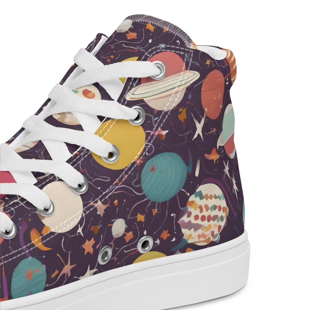 Saturn After Dark on Men's High Top Canvas Shoes — Product details 2