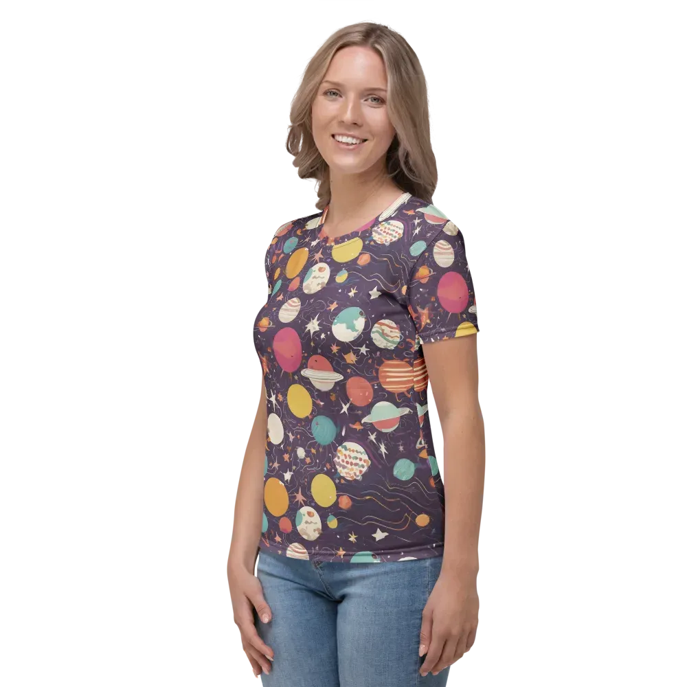 Saturn After Dark on Women's Crew Neck T-Shirt — Left