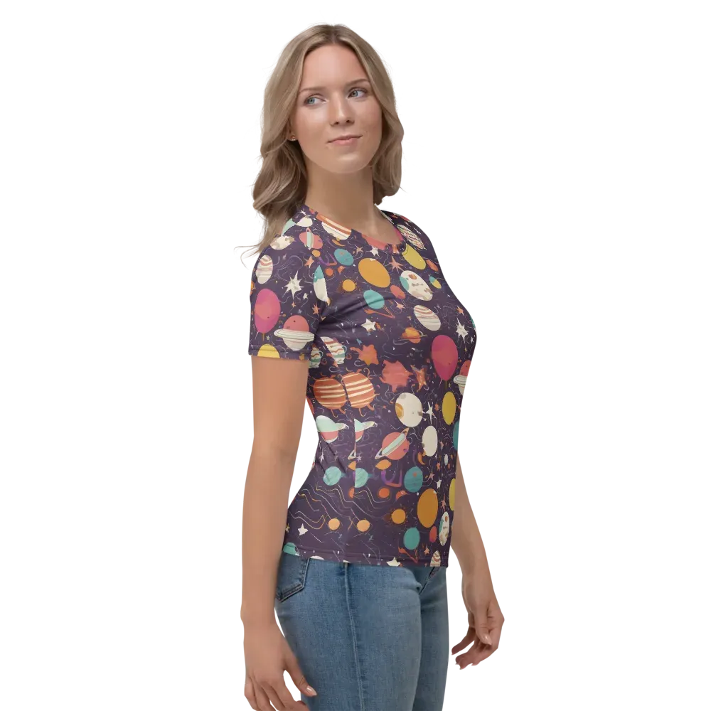 Saturn After Dark on Women's Crew Neck T-Shirt — Right