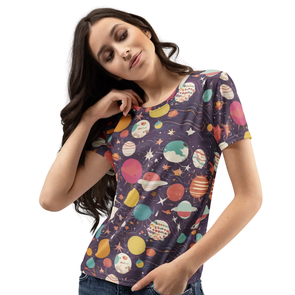 Saturn After Dark on Women's Crew Neck T-Shirt — Left Front