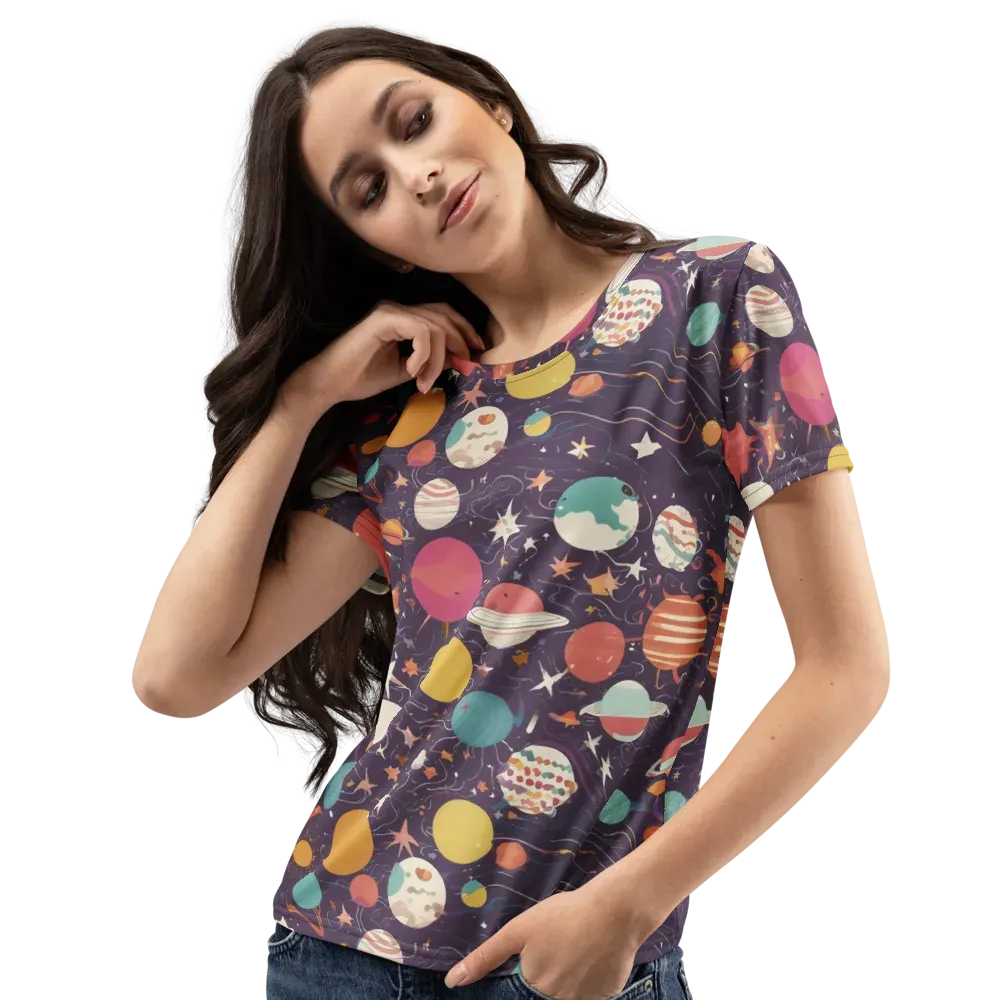 Saturn After Dark on Women's Crew Neck T-Shirt — Left Front